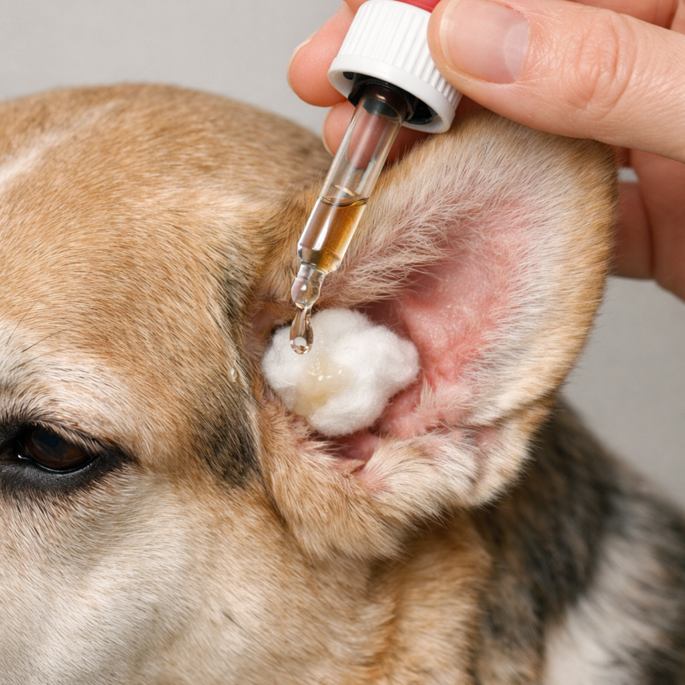 application goutte solution auriculaire chien coton oreille nettoyage doux