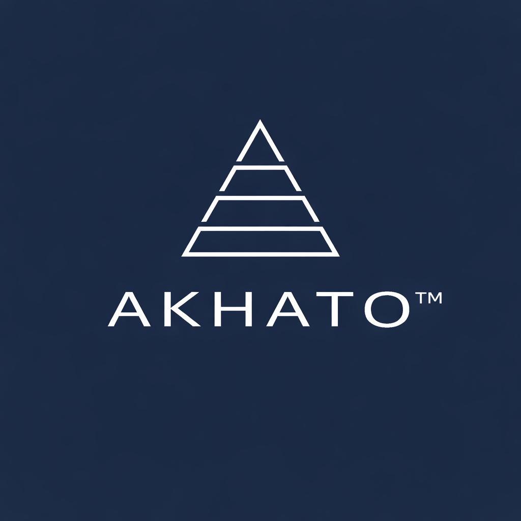 Logo AKHATO blanc sur fond bleu nuit, marque française de soins dermatologiques premium pour chiens, dédiée à l’équilibre de la peau, du sébum, du microbiote et à la qualité du pelage.