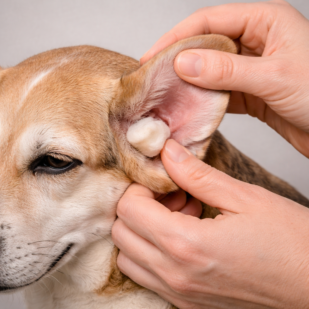 massage base oreille chien diffusion solution auriculaire nettoyage