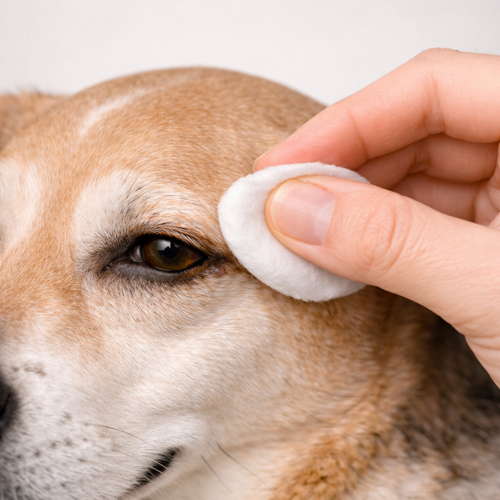 nettoyer coin oeil chien coton solution physiologique chien nettoyage lacrymal